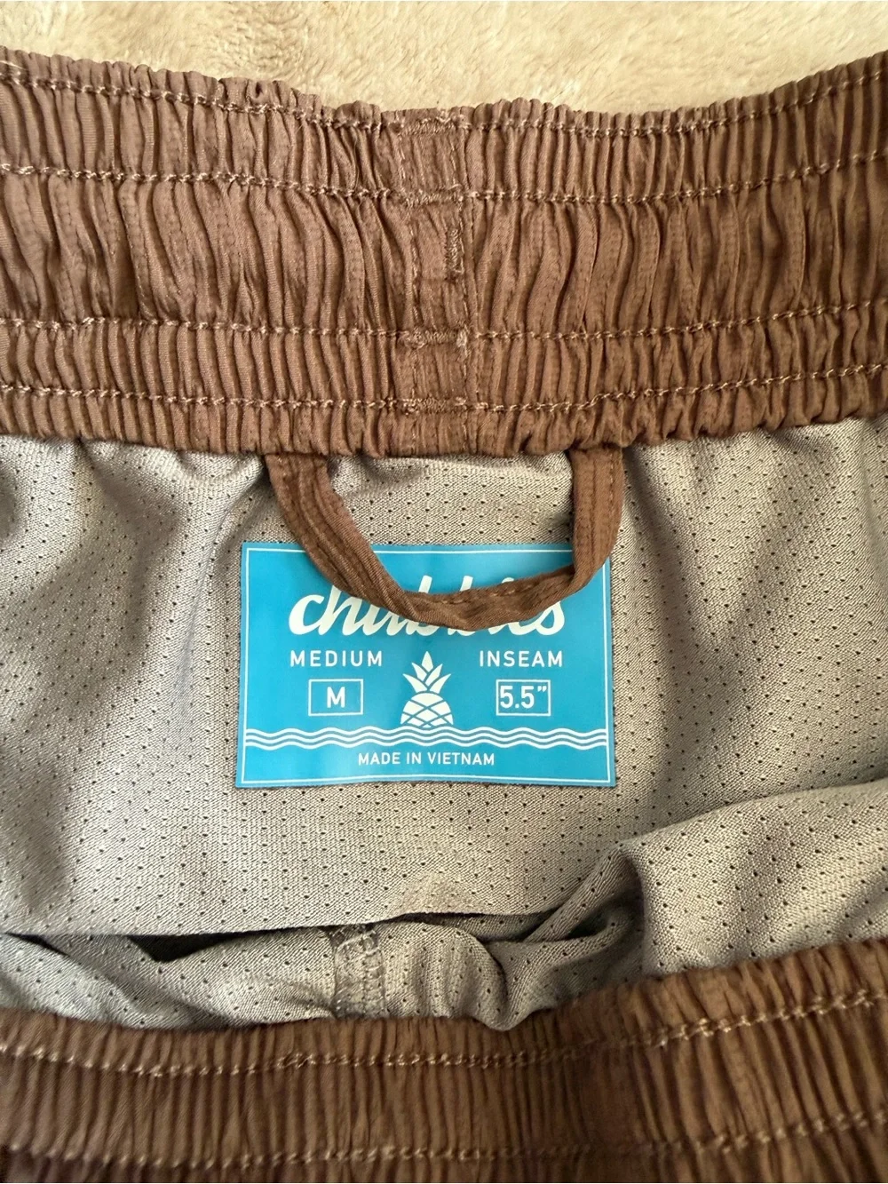 chubbies Brown Textured Drawstring Swim Trunks